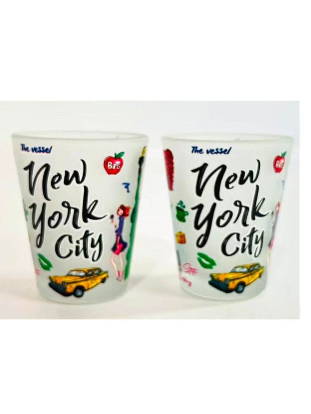 2 pcs/Set New York 2.5" Shot Glasses Collectible Souvenir Gift-Yellow Taxi